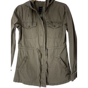 Womens Love Tree Size S Military Jacket Hood Drawstring Full Zip 5128 Pockets